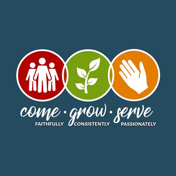 Come faithfully; grow consistently; serve passionately